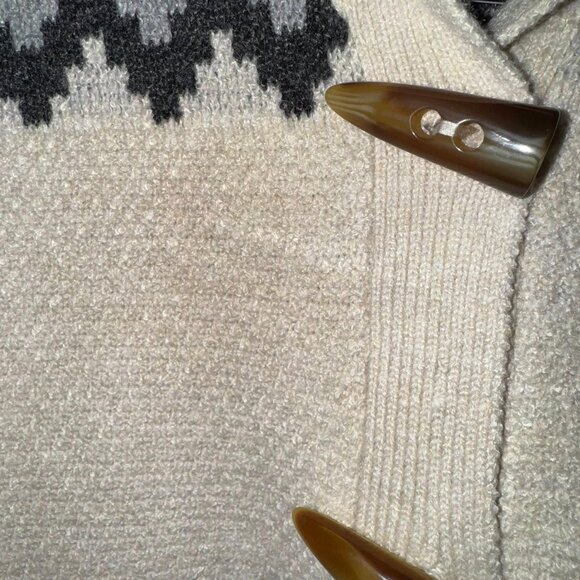 🔥WEEKEND BLOWOUT🔥NWT Frye Shawl Collar Fair Isle Cardigan Sweater Heather/Oat - Picture 3 of 5